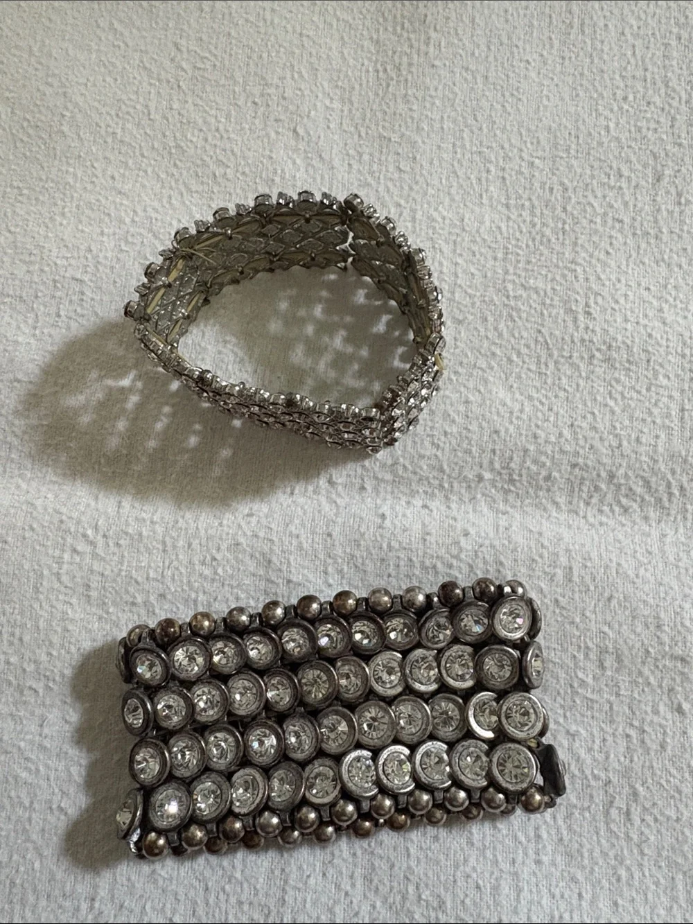 Rhinestone and Silver-Tone Stretch Bracelet Set